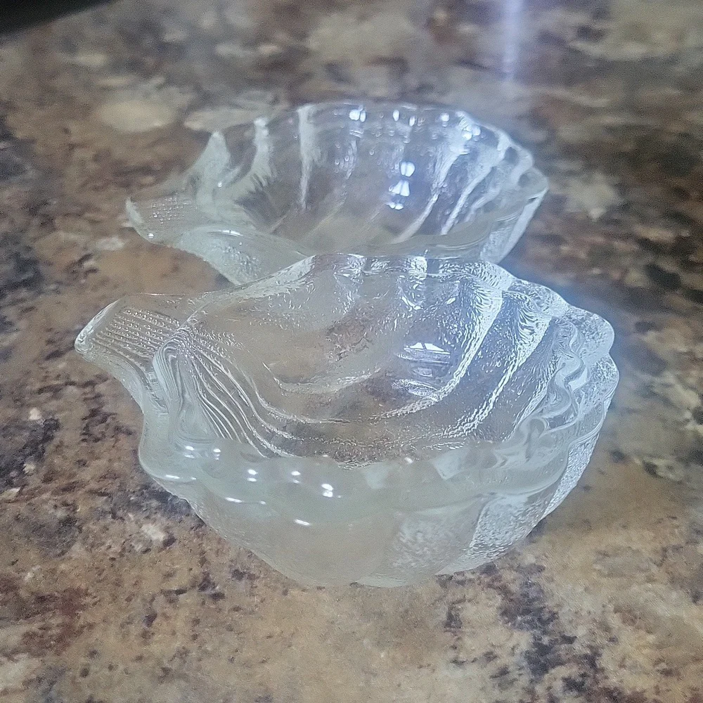 Glass Shell Trinket Dish Pair of Two